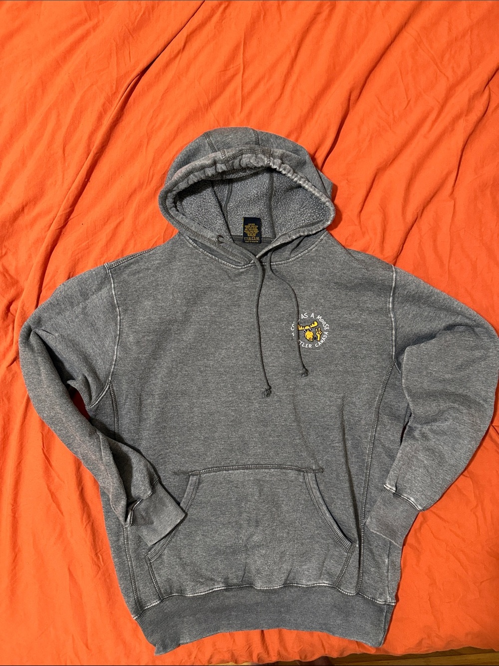 Gray Pullover Hoodie with Small Chest Graphic